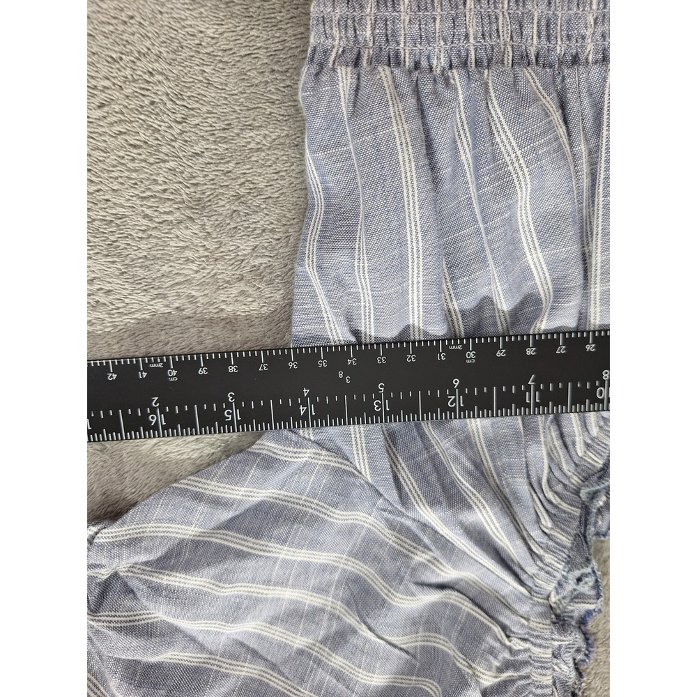 Indulge Blue White Striped Smocked‎ Romper Puff Sleeve Cottagecore Small NEW - Picture 5 of 7